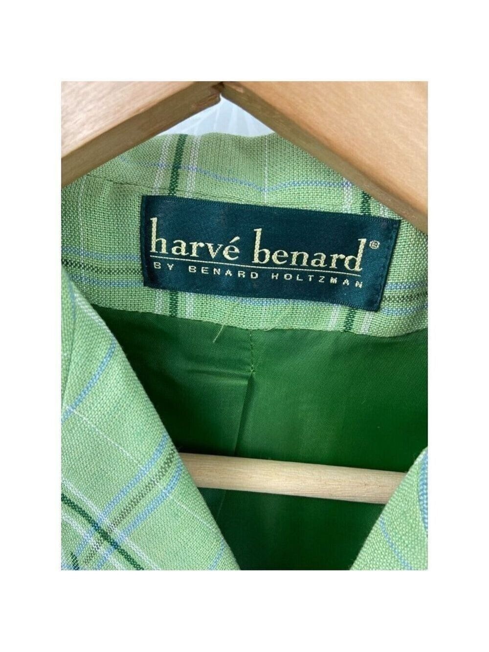 Harvé Benard by Benard Holtzman Women's Short Sleeve Green Plaid Blazer … - Picture 3 of 6